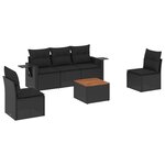 vidaXL Salon de jardin 6 Pièces avec coussins noir résine tressée