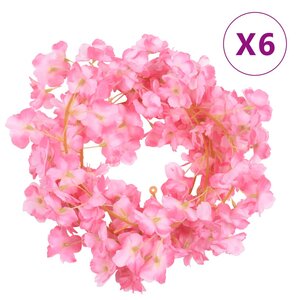 vidaXL Guirlandes de fleurs de Noël 6 Pièces rose foncé 180 cm