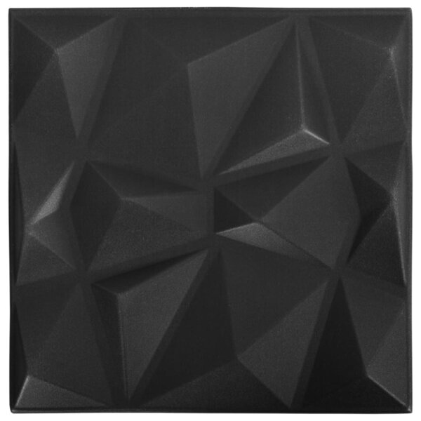 vidaXL Panneaux muraux 3D 48 Pièces 50x50 cm Noir diamant 12 m²
