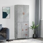 vidaXL Buffet haut Gris béton 69 5x34x180 cm Bois d'ingénierie