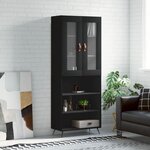 vidaXL Buffet haut Noir 69 5x34x180 cm Bois d'ingénierie