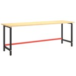 vidaXL Cadre de banc de travail Noir et rouge mat 220x57x79 cm Métal