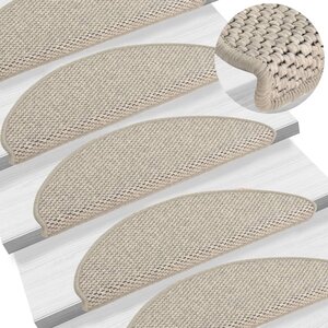 vidaXL Tapis d'escalier autocollants 15 Pièces 65x21x4 cm Taupe