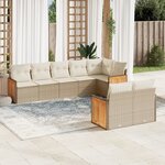vidaXL Salon de jardin avec coussins 8 Pièces beige résine tressée