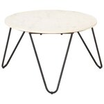 vidaXL Table basse Blanc 65x65x42 cm Pierre véritable texture marbre