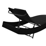 vidaXL Chaise longue 2 Pièces et table Résine tressée et textilène Noir