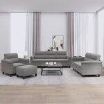 vidaXL Ensemble de canapés 4 Pièces coussins gris foncé tissu microfibre