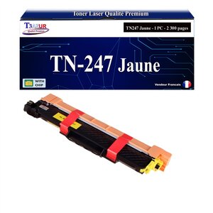 T3AZUR - Toner compatible avec Brother TN247 Jaune pour Brother DCP-L3510CDW DCP-L3550CDW Noire - 3 000 pages - T3AZUR