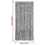 vidaXL Rideau anti-mouches gris et noir et blanc 90x220 cm chenille