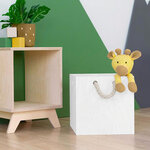 Boîte de rangement bois modèle 3 - poignées corde - Blanc - 33 x 33 x 37 cm