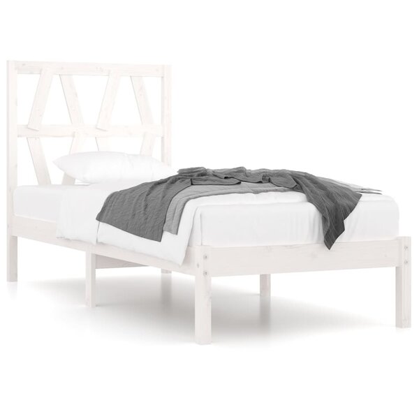 vidaXL Cadre de lit Blanc Bois de pin massif 90x190 cm Simple