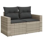 vidaXL Salon de jardin avec coussins 7 Pièces gris clair résine tressée