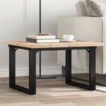 vidaXL Table basse cadre en O 70x70x40 5cm bois de pin massif et fonte