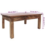vidaXL Table basse bois d'acajou massif 98x73x45 cm