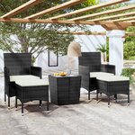 vidaXL Ensemble de bistro de jardin 5 Pièces poly rotin et verre trempé