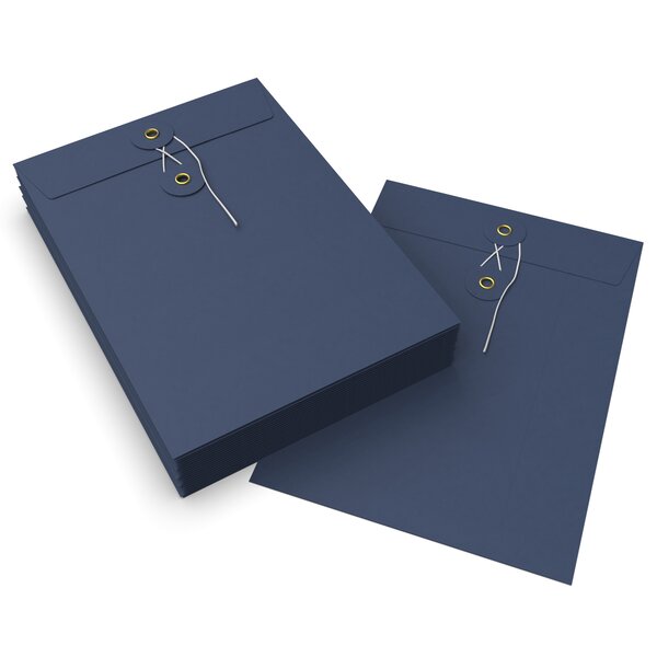 Lot de 20 enveloppes bleue marine à rondelle et ficelle 229x162