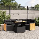 vidaXL Salon de jardin 6 Pièces avec coussins noir résine tressée
