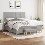 vidaXL Sommier à lattes de lit avec matelas Gris clair 160x200cm Tissu