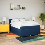 vidaXL Sommier à lattes de lit avec matelas Bleu 140x190 cm Tissu