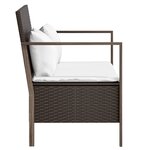 vidaXL Banc de jardin à 2 places avec coussins Marron Résine tressée