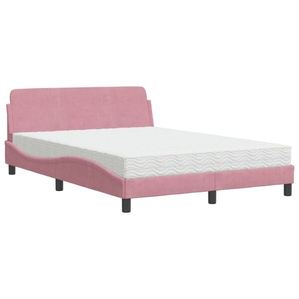 vidaXL Lit avec matelas rose 140x200 cm velours