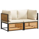 vidaXL Salon de jardin avec coussins 2 Pièces bois massif acacia