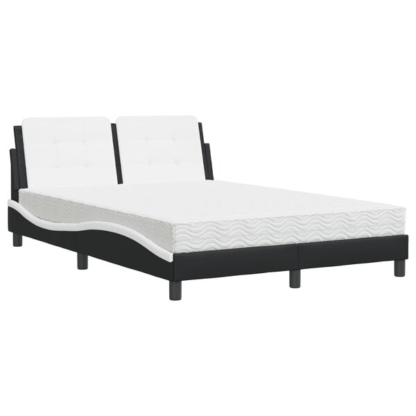 vidaXL Lit avec matelas noir et blanc 140x200 cm similicuir