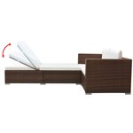 vidaXL Salon de jardin 3 Pièces avec coussins Résine tressée Marron