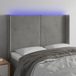 vidaXL Tête de lit à LED Gris clair 147x16x118/128 cm Velours