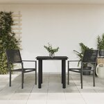 vidaXL Ensemble à manger de jardin 3 Pièces noir textilène et acier