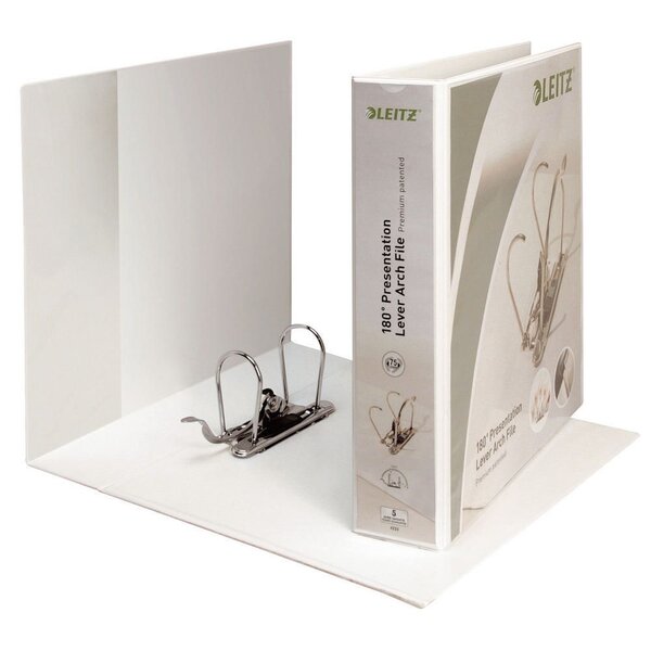 Classeur à levier personnalisable 180°  A4 maxi plastifié, Dos 80 mm Capacité 600 feuilles - Blanc