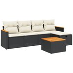 vidaXL Salon de jardin 6 Pièces avec coussins noir résine tressée