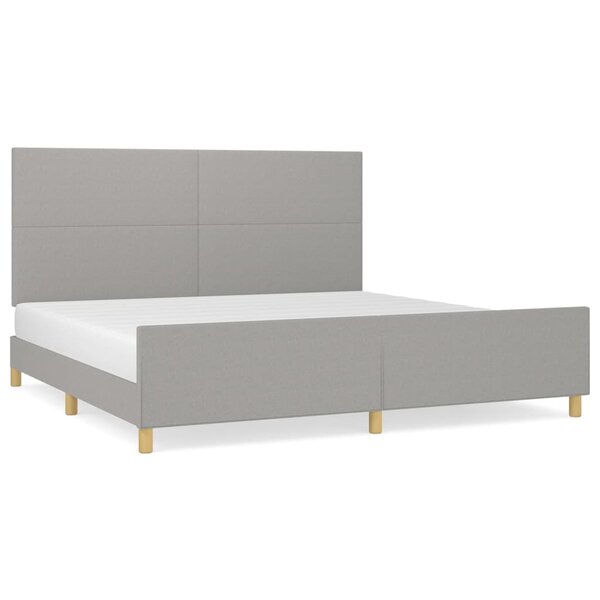 vidaXL Cadre de lit avec tête de lit Gris clair 200x200 cm Tissu