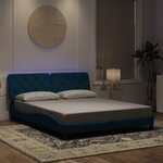 vidaXL Cadre de lit avec LED sans matelas bleu 160x200 cm velours