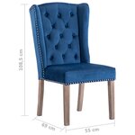 vidaXL Chaises à manger lot de 2 Bleu Velours