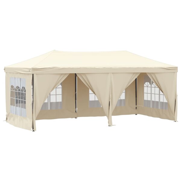 vidaXL Tente de réception pliable avec parois Crème 3x6 m