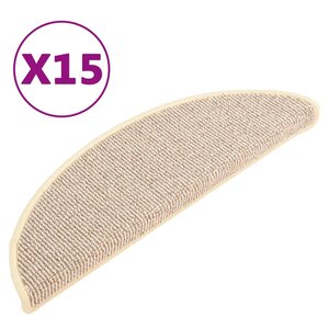 vidaXL Tapis de marches d'escalier 15 Pièces Blanc et marron 56x17x3 cm