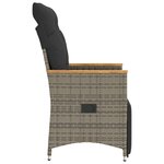 vidaXL Chaise inclinable de jardin avec coussins gris résine tressée