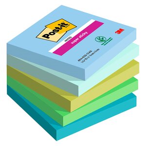 Notes couleurs oasis super sticky post-it 76 x 76 mm - bloc de 90 feuilles - lot de 10