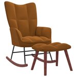 vidaXL Chaise à bascule avec repose-pied Marron Velours