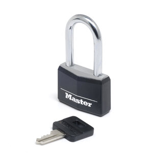 Cadenas à Clé en Aluminium Massif recouvert de Vinyle avec Anse Moyenne noir 4 x 7 6 x 1 3cm
