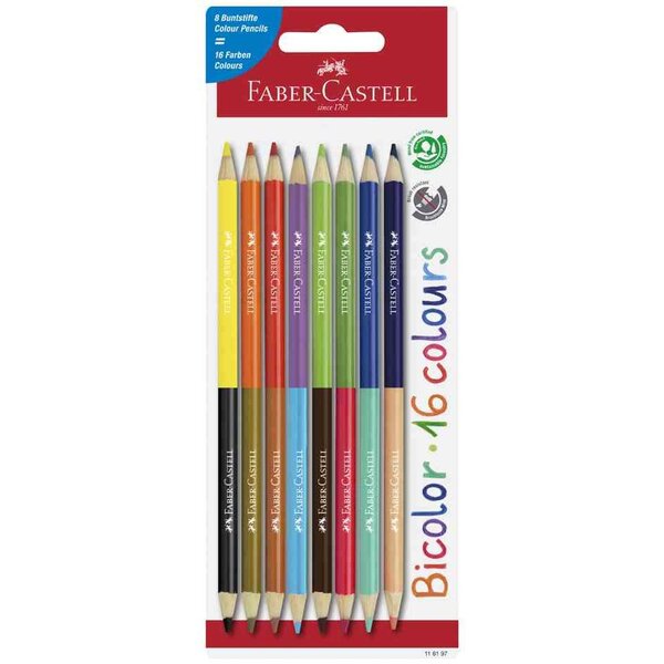 Crayons de couleur Bicolor  carte blister de 8 FABER-CASTELL