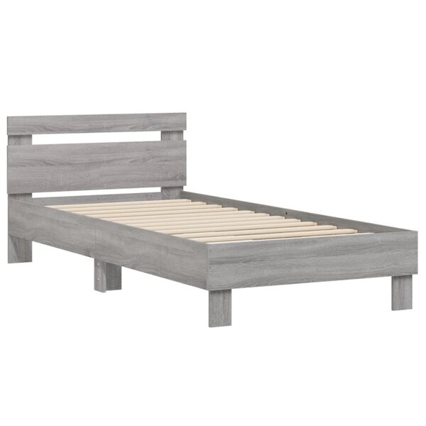 vidaXL Cadre de lit avec tête de lit sonoma gris 75x190 cm