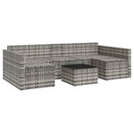 vidaXL Salon de jardin 2 Pièces avec coussins Gris Résine tressée