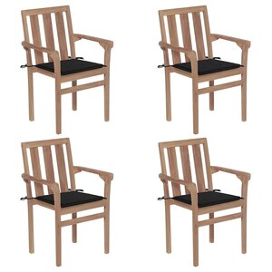 vidaXL Chaises de jardin empilables avec coussins lot de 4 Teck solide