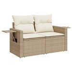 vidaXL Salon de jardin avec coussins 3 Pièces beige résine tressée