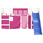 vidaXL Lit mezzanine enfants et rideaux rose 80x200cm bois pin massif