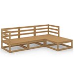 vidaXL Salon de jardin 4 Pièces marron miel bois de pin massif