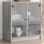 vidaXL Armoire latérale avec portes en verre sonoma gris 68x37x75 5 cm