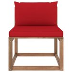 vidaXL Canapé de milieu palette de jardin avec coussins rouge